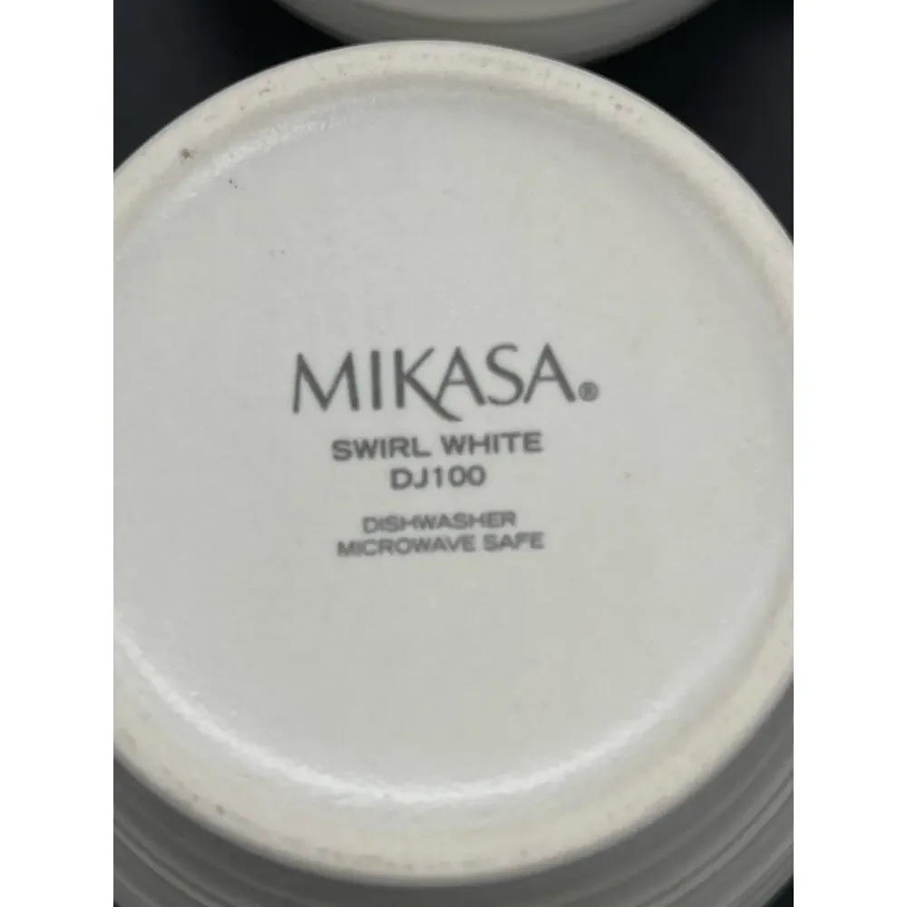 Mikasa White Swirl DJ100 Set of 2 Coffee Cups Mugs
